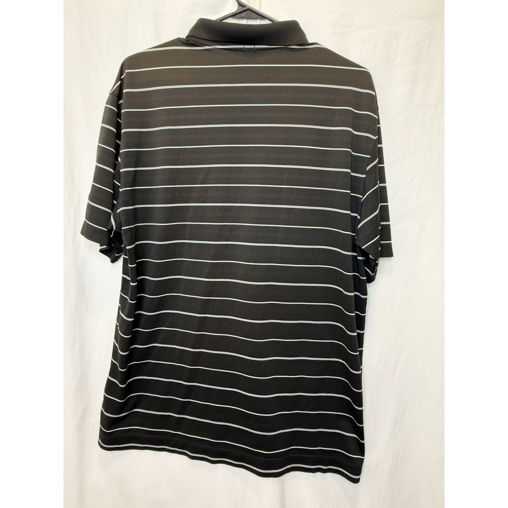 Nike Golf Dri Fit Polo M‎ Medium Shortsleeve Shirt Black And White Stripe - Picture 3 of 3